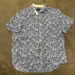 Vintage Y2K Carribean Joe 100% Linen Floral Tropical Button Up Casual Shirt XXL